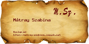 Mátray Szabina névjegykártya